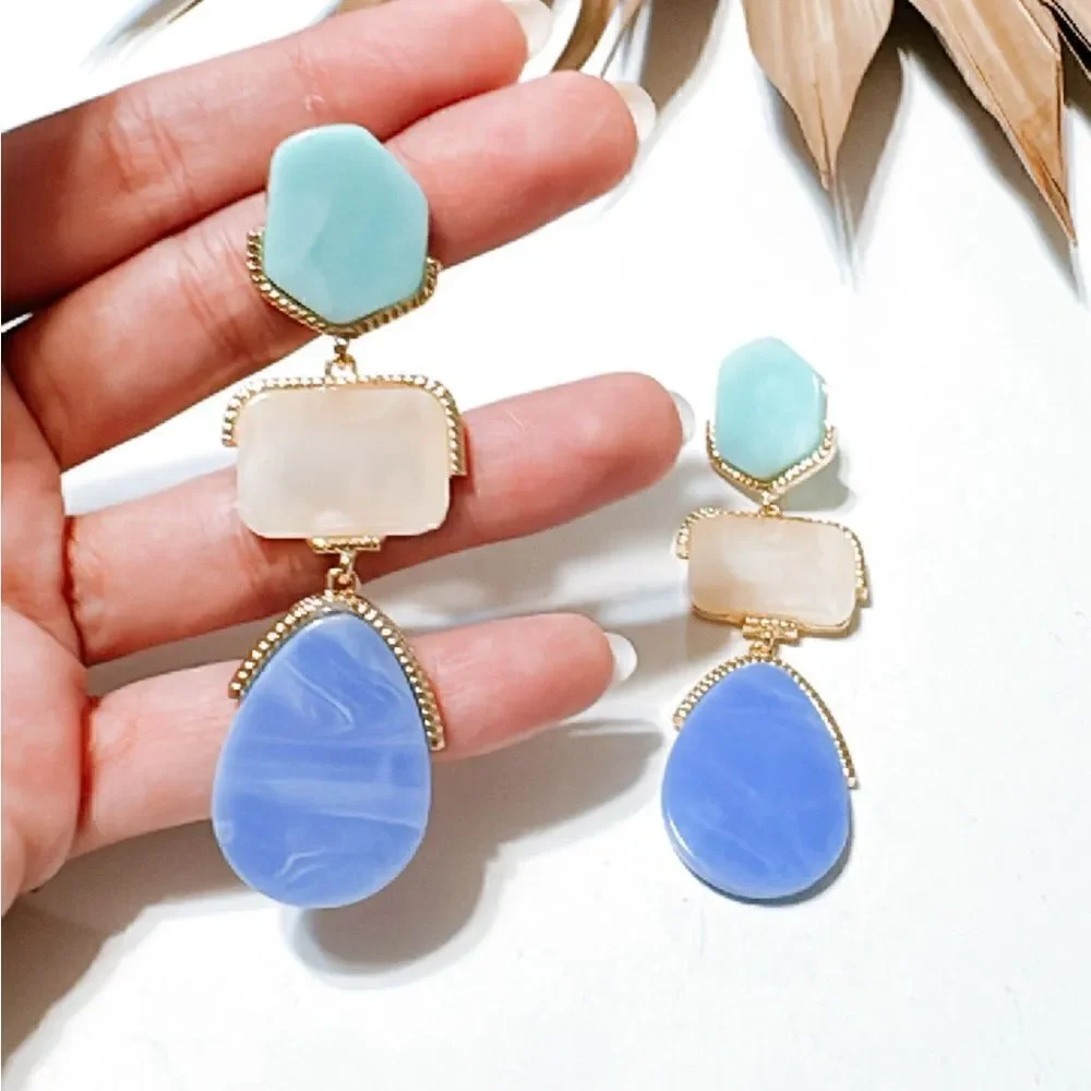 stone drop earrings N419